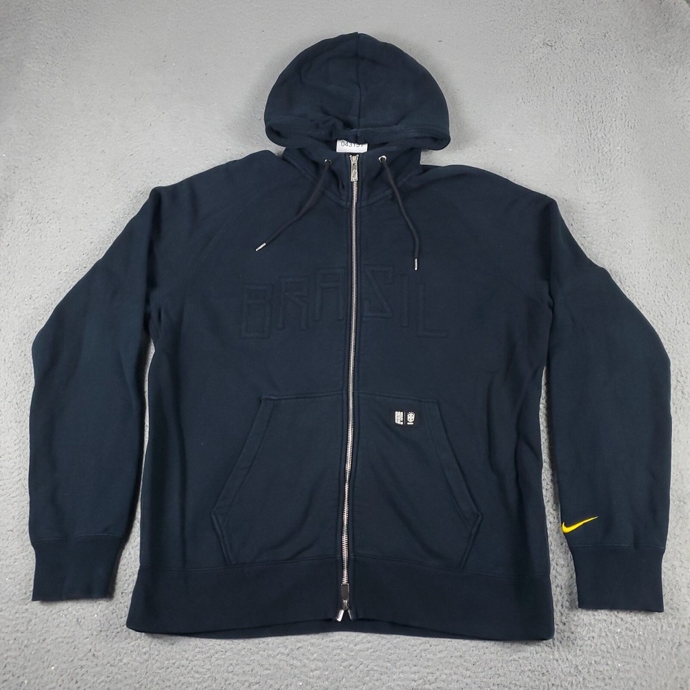 Nike CBF Brasil Sweater Mens XL Black Swoosh Full Zip Hoodie Sweatshirt